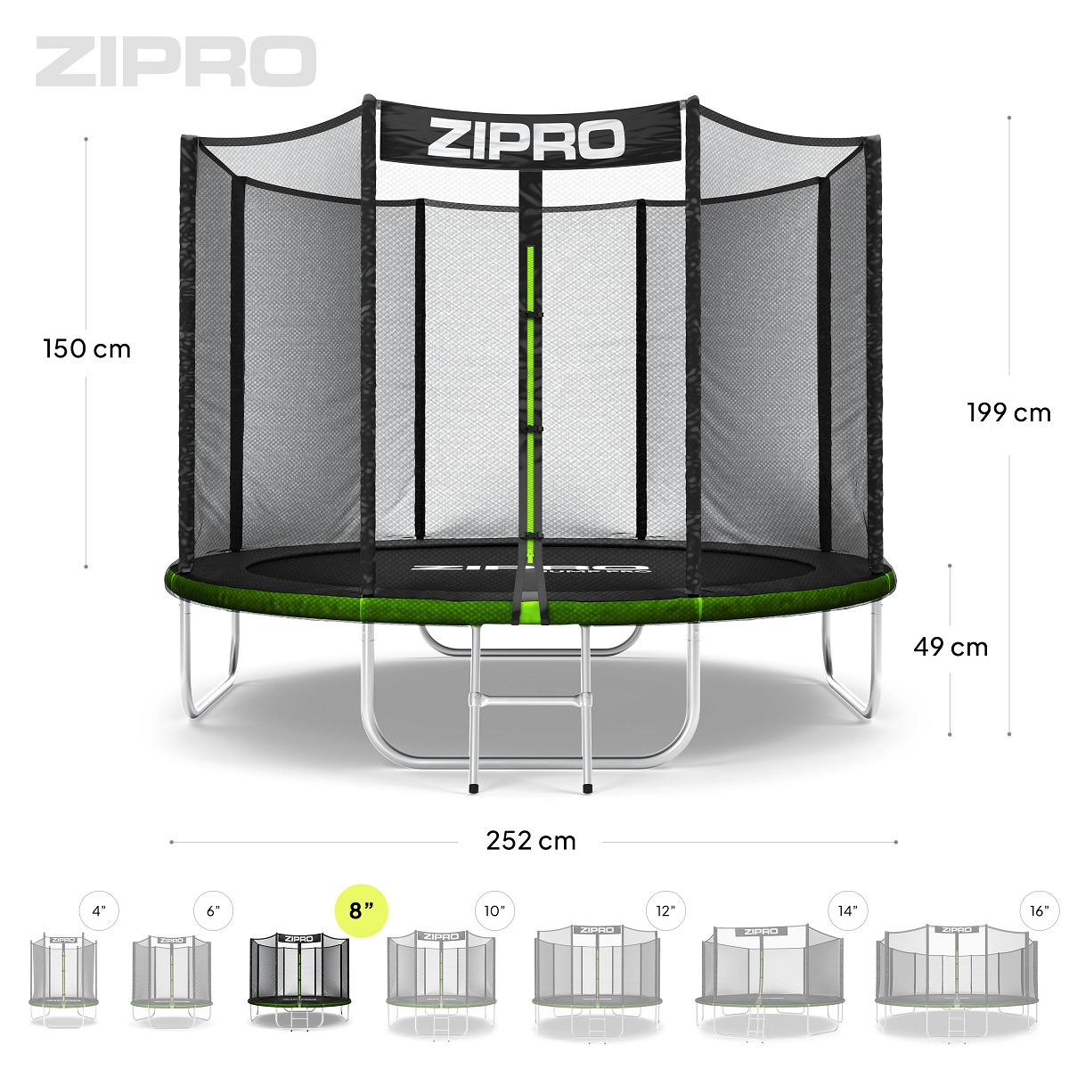 Trampolin sa zaštitnom mrežom Zipro Jump Pro 252 cm