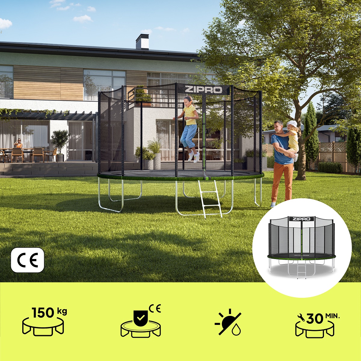 Trampolin sa zaštitnom mrežom Zipro Jump Pro 374 cm