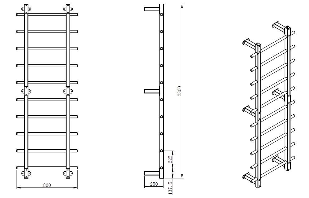 Švedske ljestve Paracot Steel 230 x 80 cm