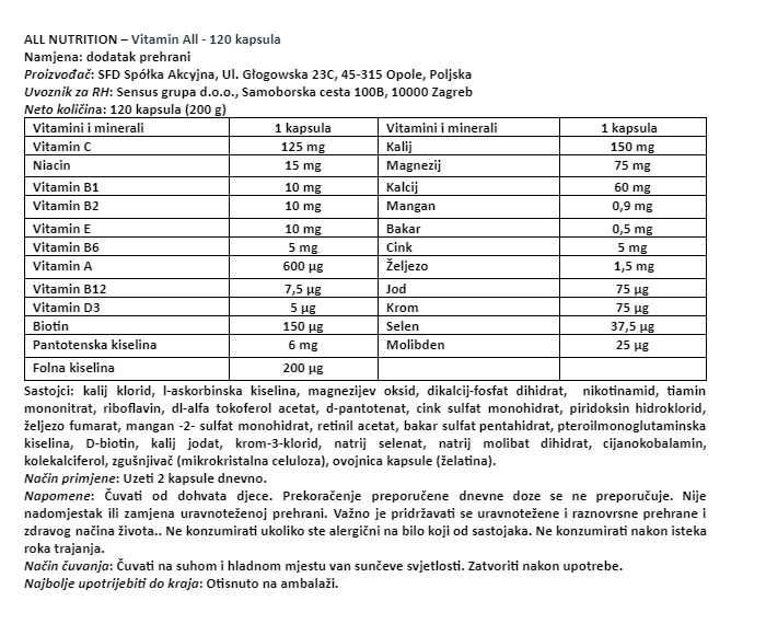 Vitamin All - 120 kapsula