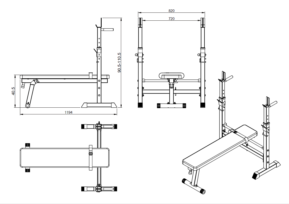 Ravna sklopiva Bench klupa Paracot Lift Elite