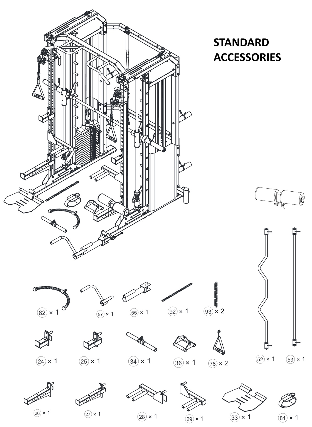 Smith Machine & Power Rack with Cable Pulley Paracot SM100