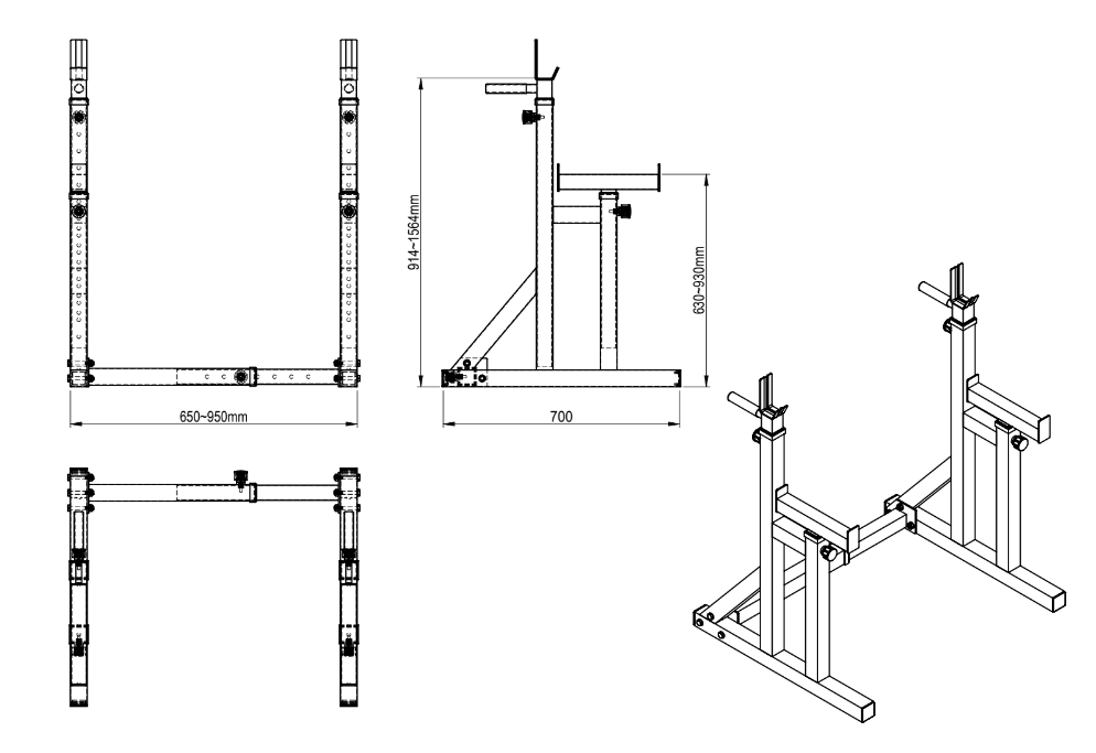 Squat / Dip Adjustable Rack - podesivi nosač za čučnjeve, dipseve i bench (izložbeni model)