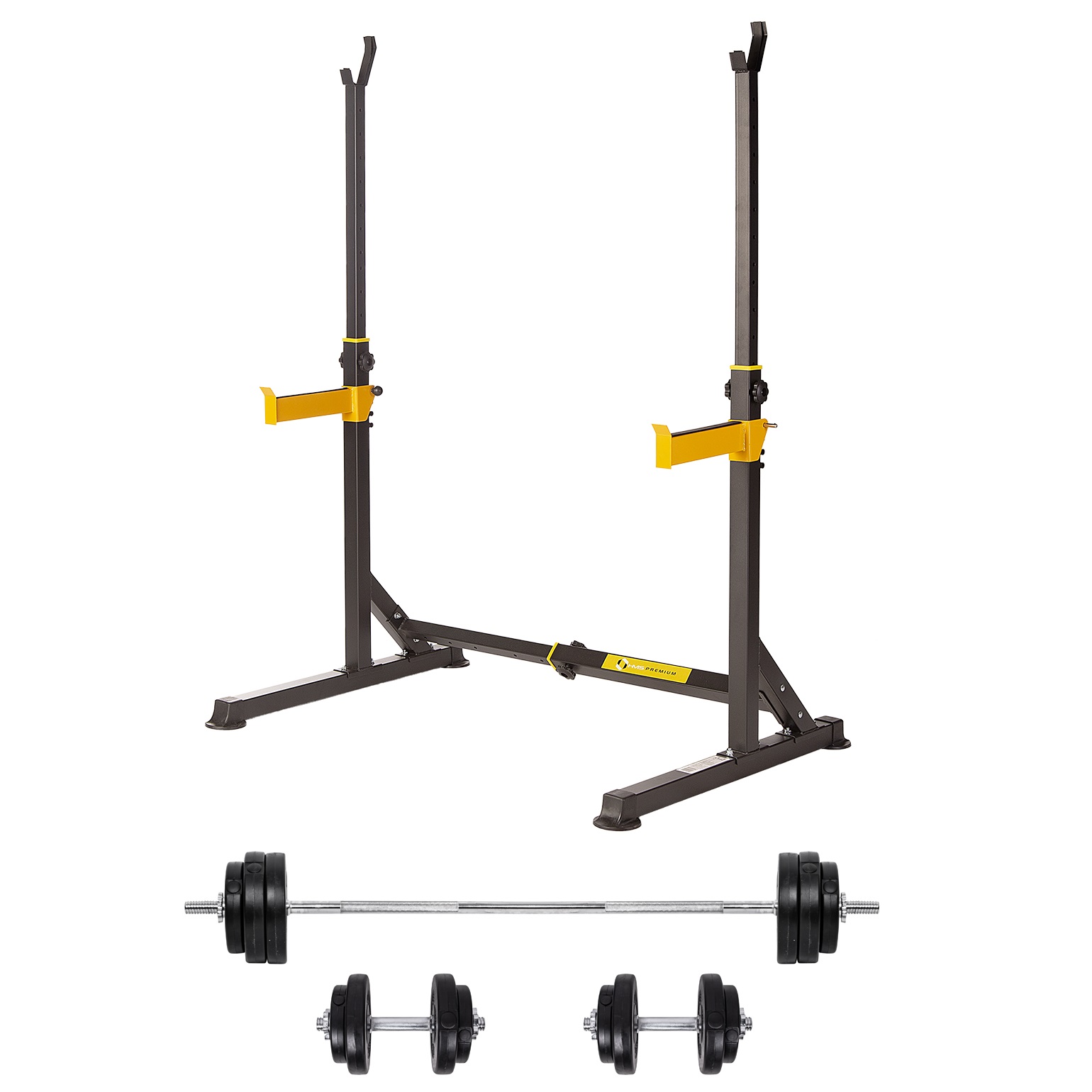 Podesivi stalak za šipku HMS STR18 (power rack) + komplet utega i šipki 50 kg