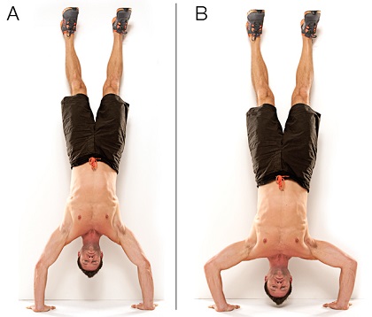 Rameni potisak iz stoja na rukama tijelom naslonjenim na zid (handstand push-up)