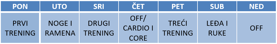 tjedni raspored treninga