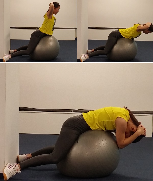 Leđa preko pilates lopte