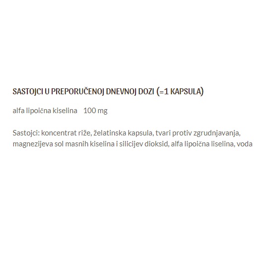 Alfa Lipoična kiselina 100 mg - 60 kapsula