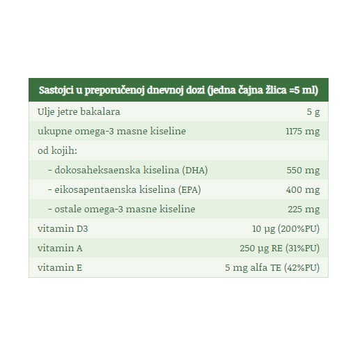 Tekuće ulje jetre bakalara - 237 ml