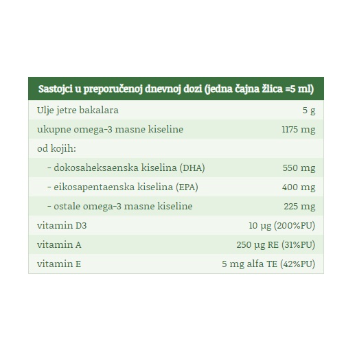 Tekuće ulje jetre bakalara - 237 ml