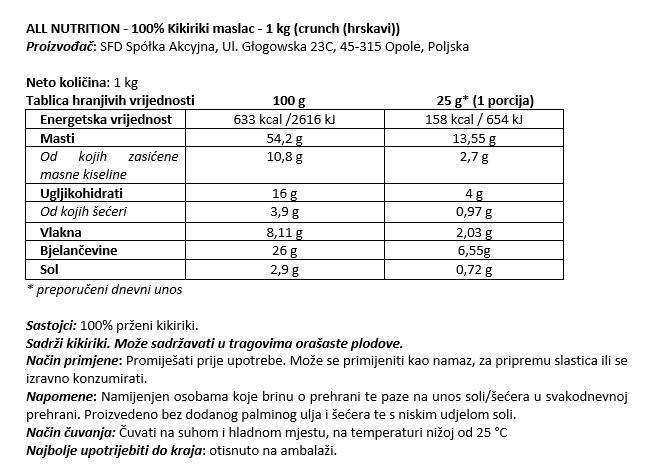 100% Kikiriki maslac - 1 kg