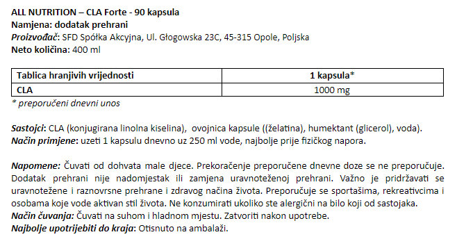 CLA Forte - 90 kapsula