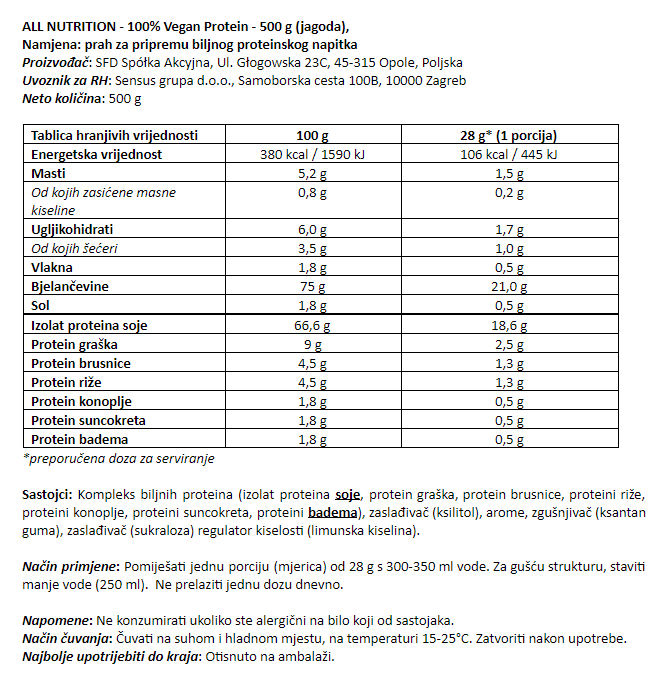 100% Vegan Protein - 500 g