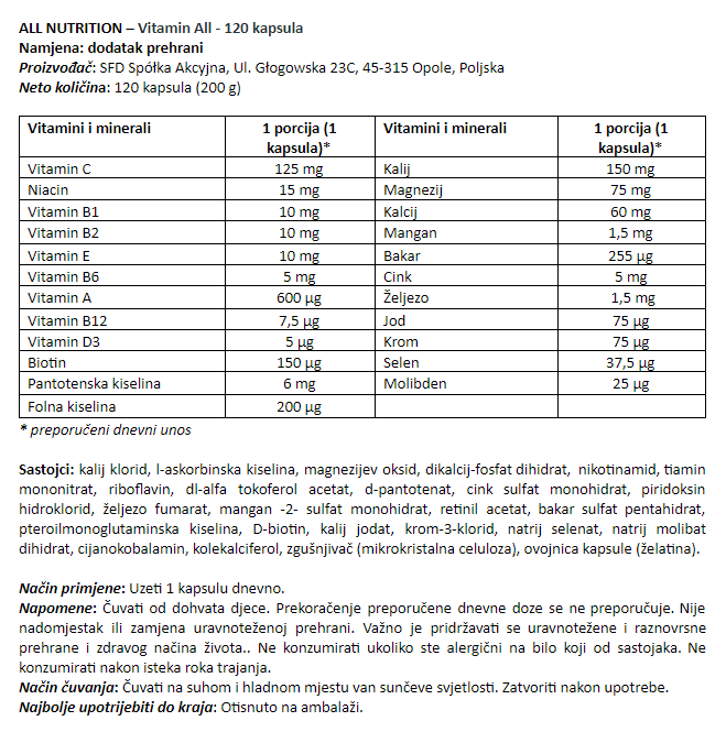 Vitamin All - 120 kapsula