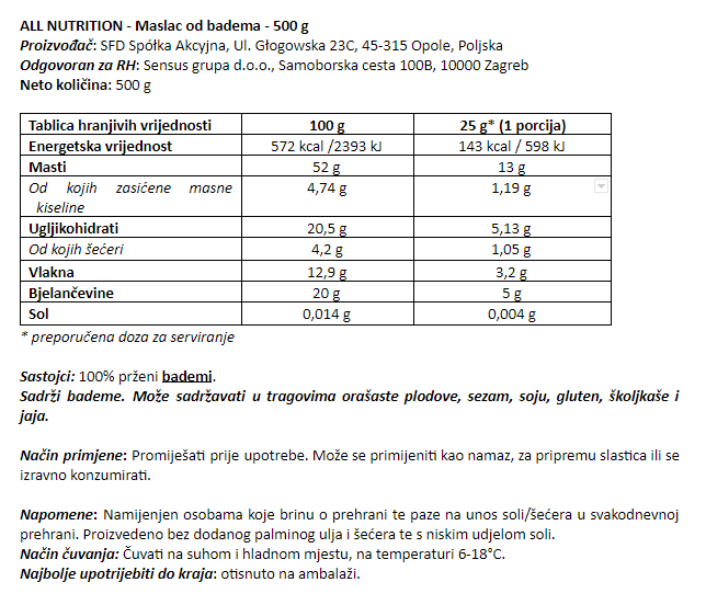Maslac od badema - 500 g
