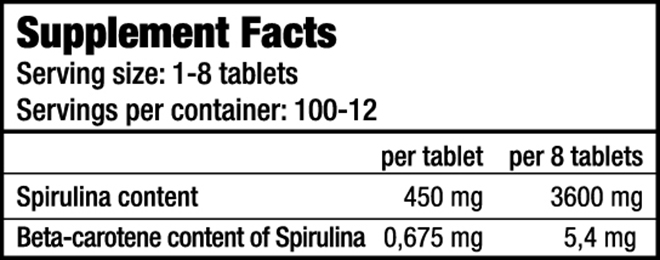 Spirulina - 100 tableta