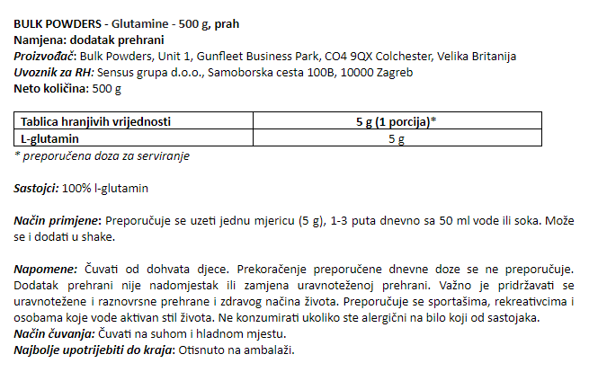 Glutamine - 500 g