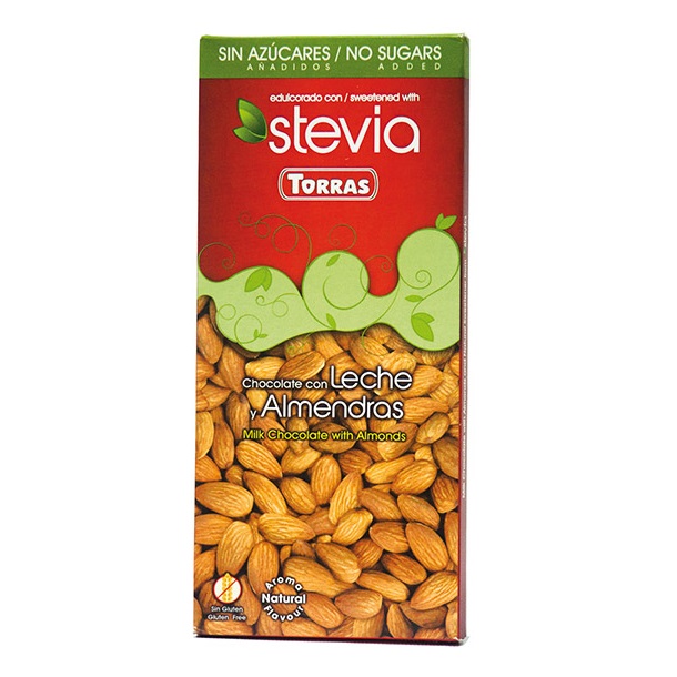 Čokolada mliječna s bademima stevia - 125 g