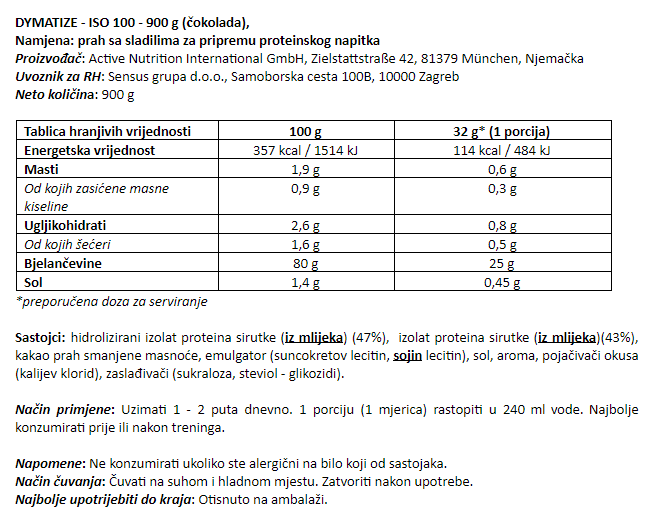ISO 100 - 900 g