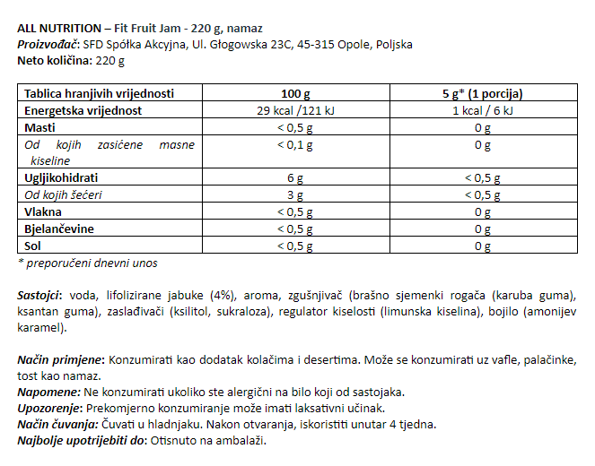 Fit Fruit Jam - 220 g