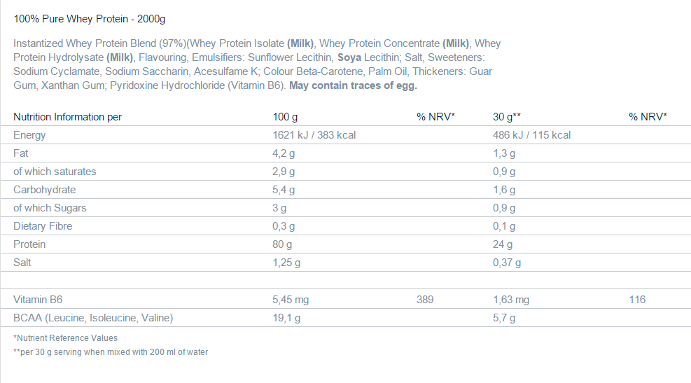 100% Pure Whey Protein - 2 kg