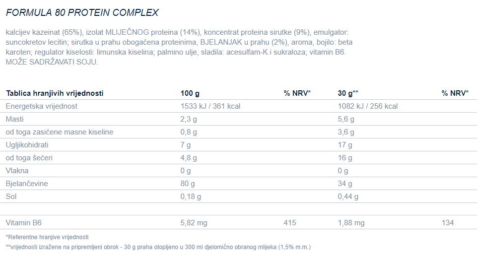 Formula 80 Protein Complex - 510 g (1+1 GRATIS)
