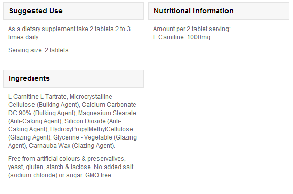 L Carnitine - 180 tableta
