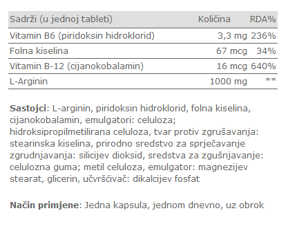 L-Arginine - 90 tableta