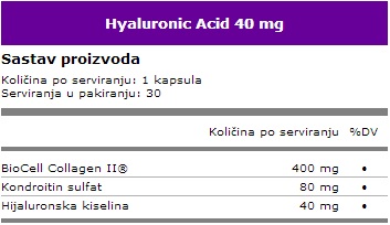 Hijaluronska kiselina 40 mg - 30 kapsula