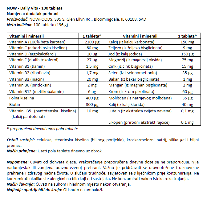 Daily Vits - 100 tableta (2+1 GRATIS)