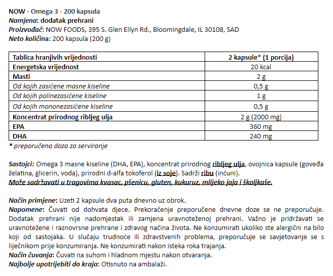 Omega-3 - 200 kapsula