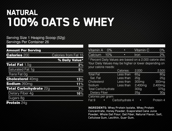 Natural 100% Oats & Whey - 1,36 kg