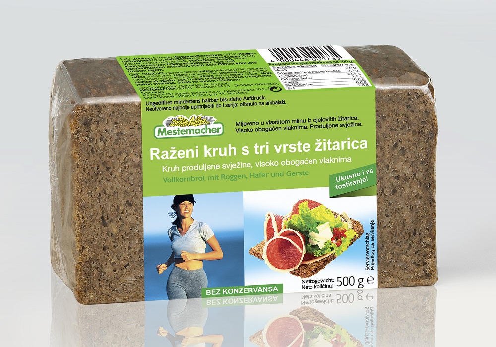 Raženi trajni kruh s 3 vrste žitarica - 500 g