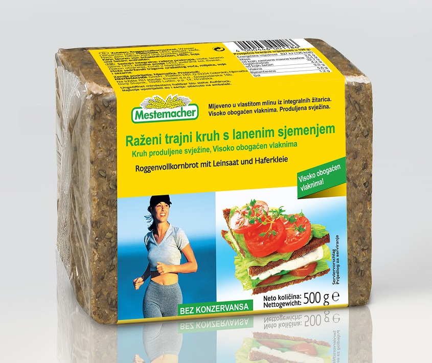 Raženi trajni kruh s lanenim sjemenkama - 500 g