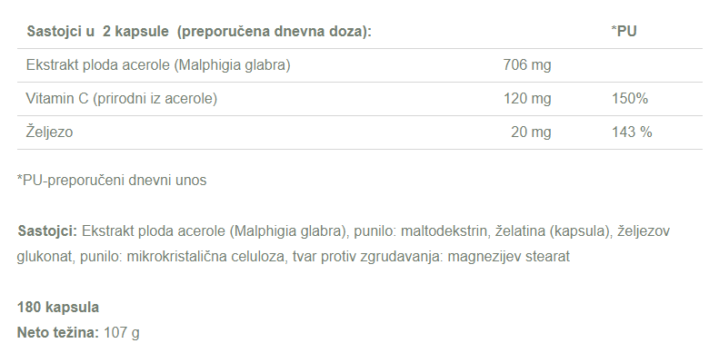 Aktiv3 Vitamin C - Željezo - 180 kapsula