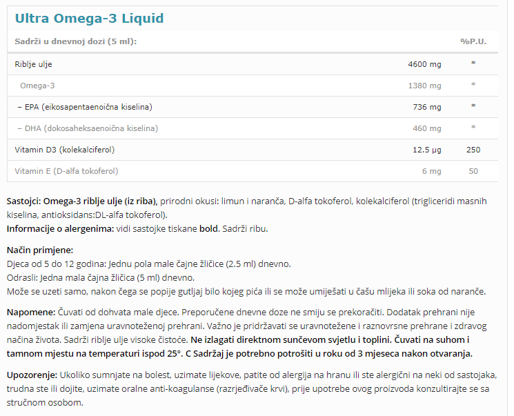 Ultra Omega-3 Liquid - 250 ml