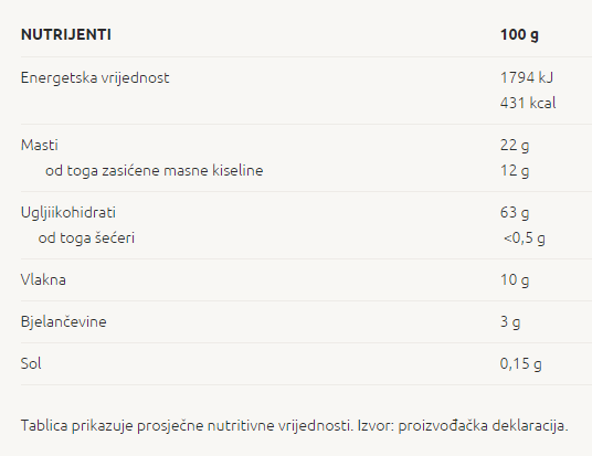 Vafli s vanilijom bez šećera - 210 g