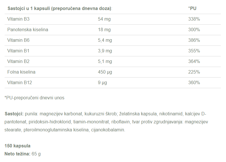 Vitamin B kompleks - 150 kapsula