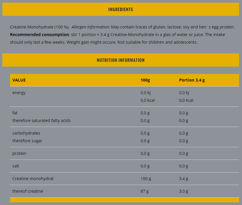 100% Creatine Powder - 500 g