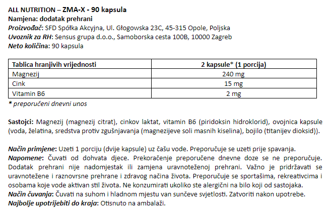 ZMA-X - 90 kapsula