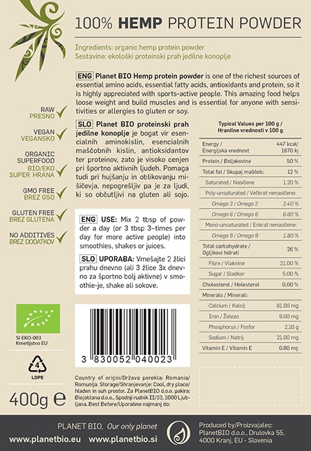 Bio Konopljin protein - 400 g