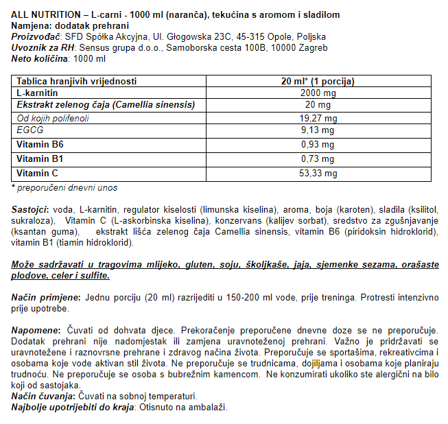 L-carni - 1000 ml