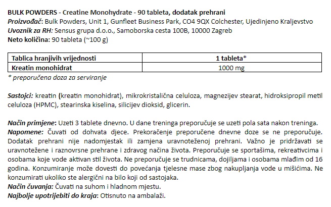 Creatine Monohydrate - 90 tableta