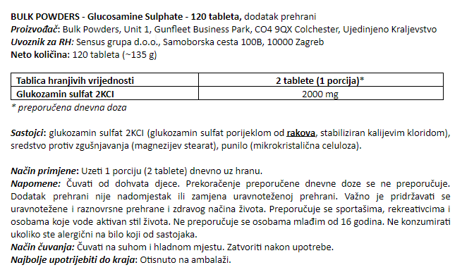 Glucosamine Sulphate - 120 tableta