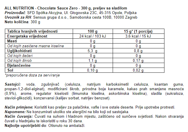 Chocolate Sauce Zero - 300 g